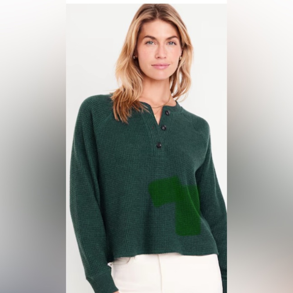 Old Navy Cozy Waffle Henley Long Sleeve Shirt NWT